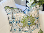 Happy Jaguar Indoor Outdoor Tropical Pillow Cover - Chinoiserie Grandmillenial Decor