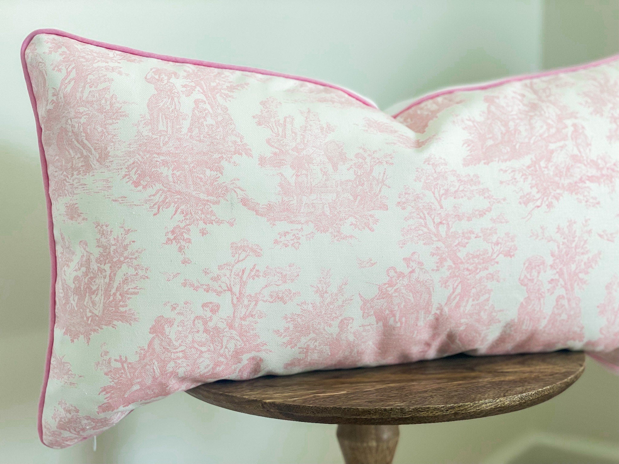 Pink Toile De Jouy Pillow Cover -  Farmhouse Decor