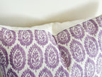 Purple Paisley Floral Block Print Pillow Cover - Farmhouse Decor