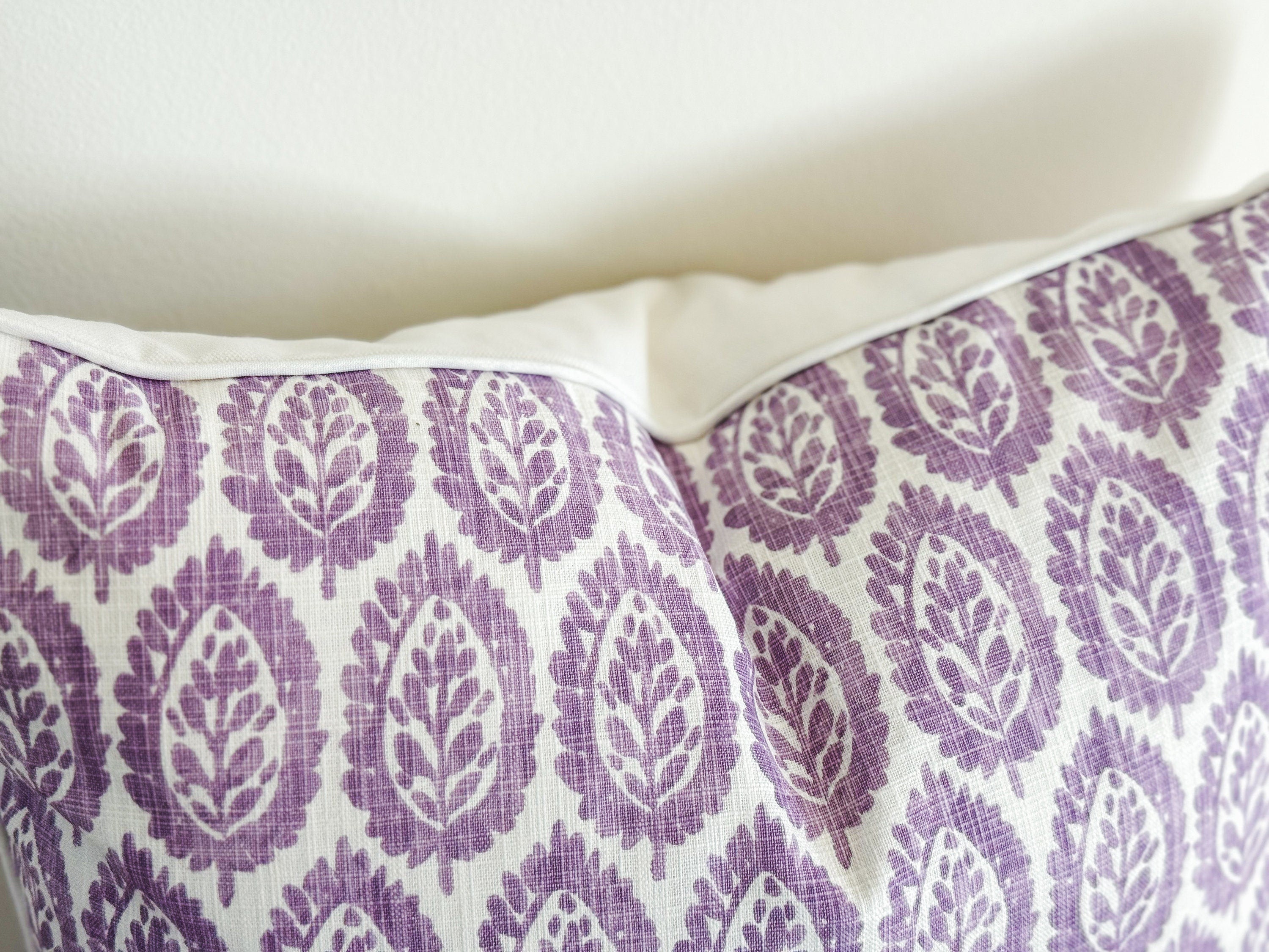 Purple Paisley Floral Block Print Pillow Cover - Farmhouse Decor