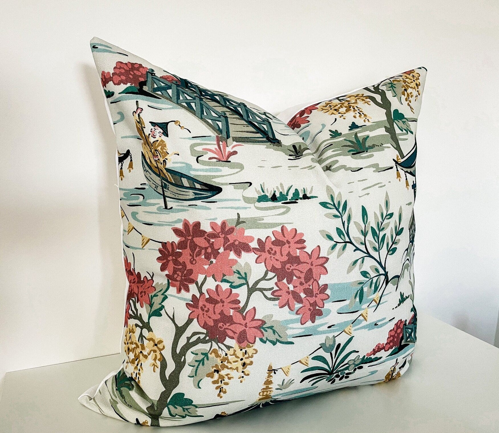 Teahouse Slate Pillow Cover - Chinoiserie Decor