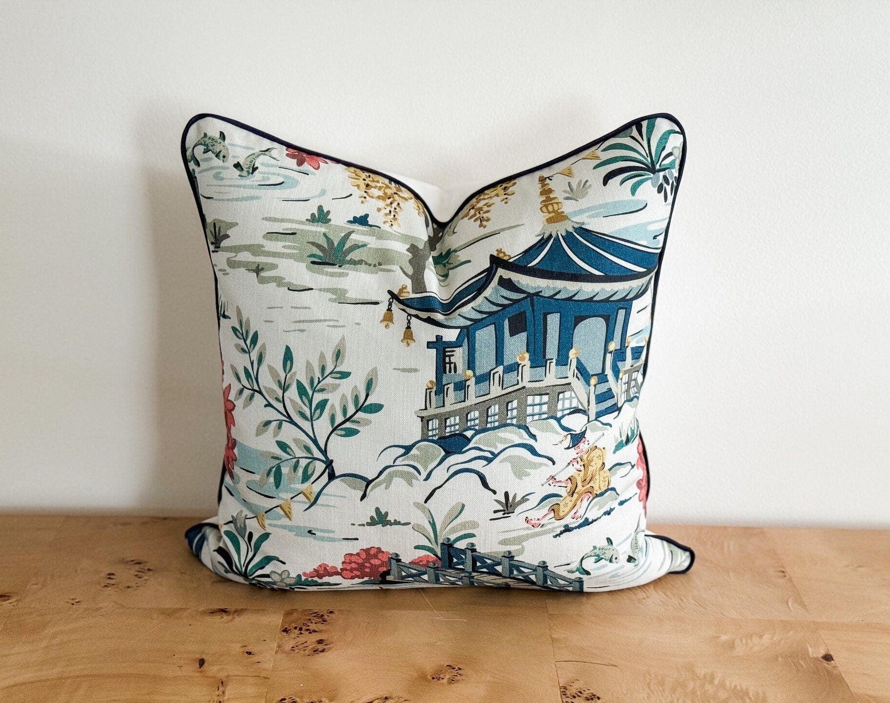 Teahouse Slate Pillow Cover - Chinoiserie Decor