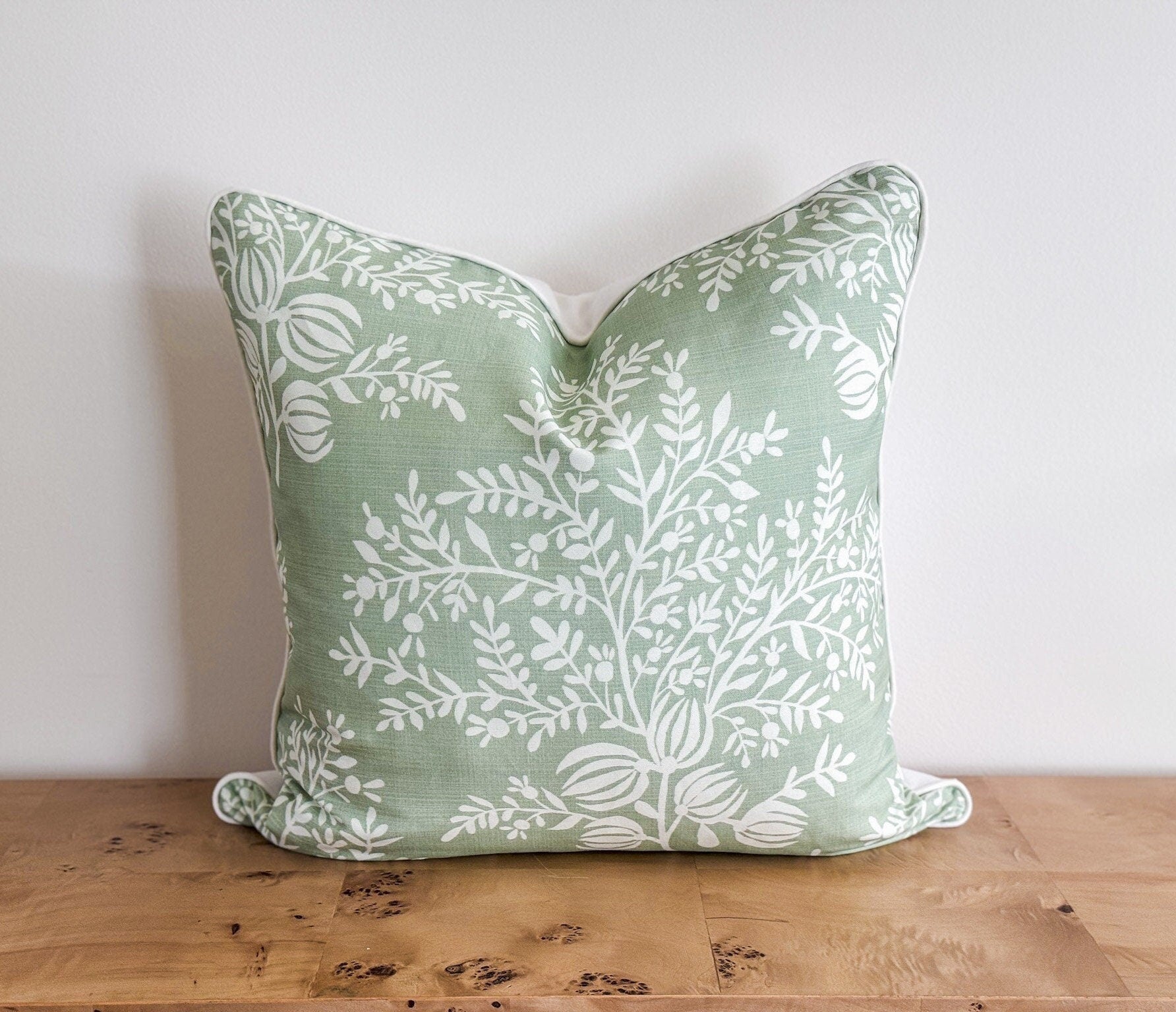 Danika Herrick Charlotte Green Floral Pillow Cover - Grandmillennial Decor