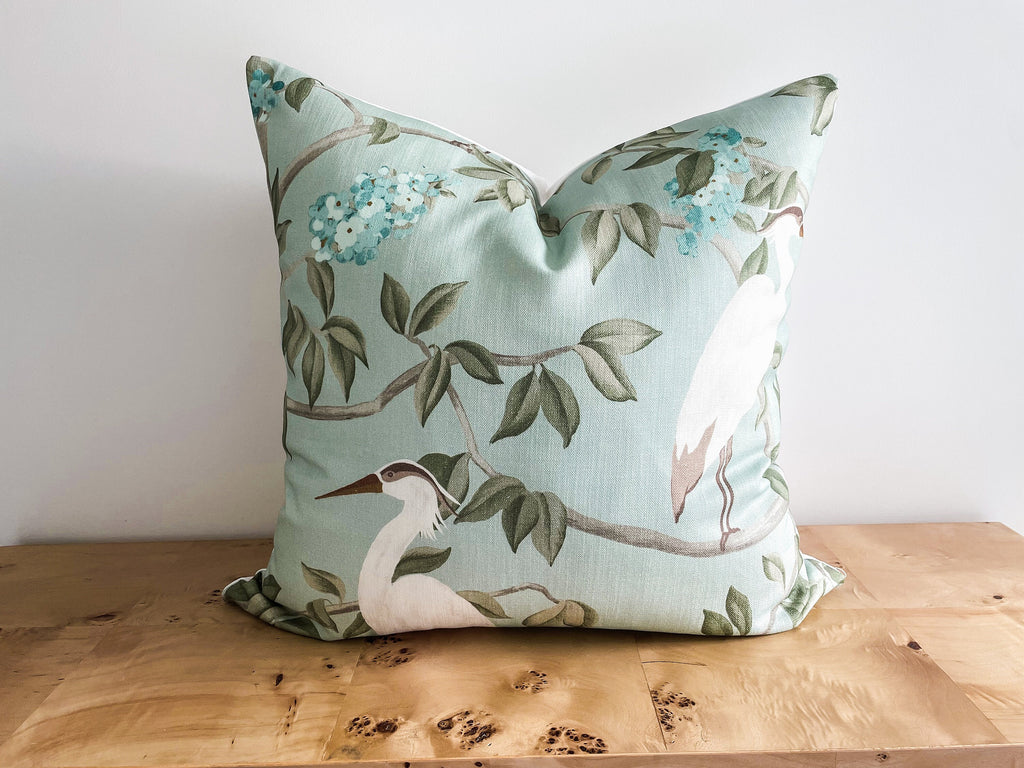 Covington Mineral Blue Heron Pillow Cover - Grandmillennial Decor