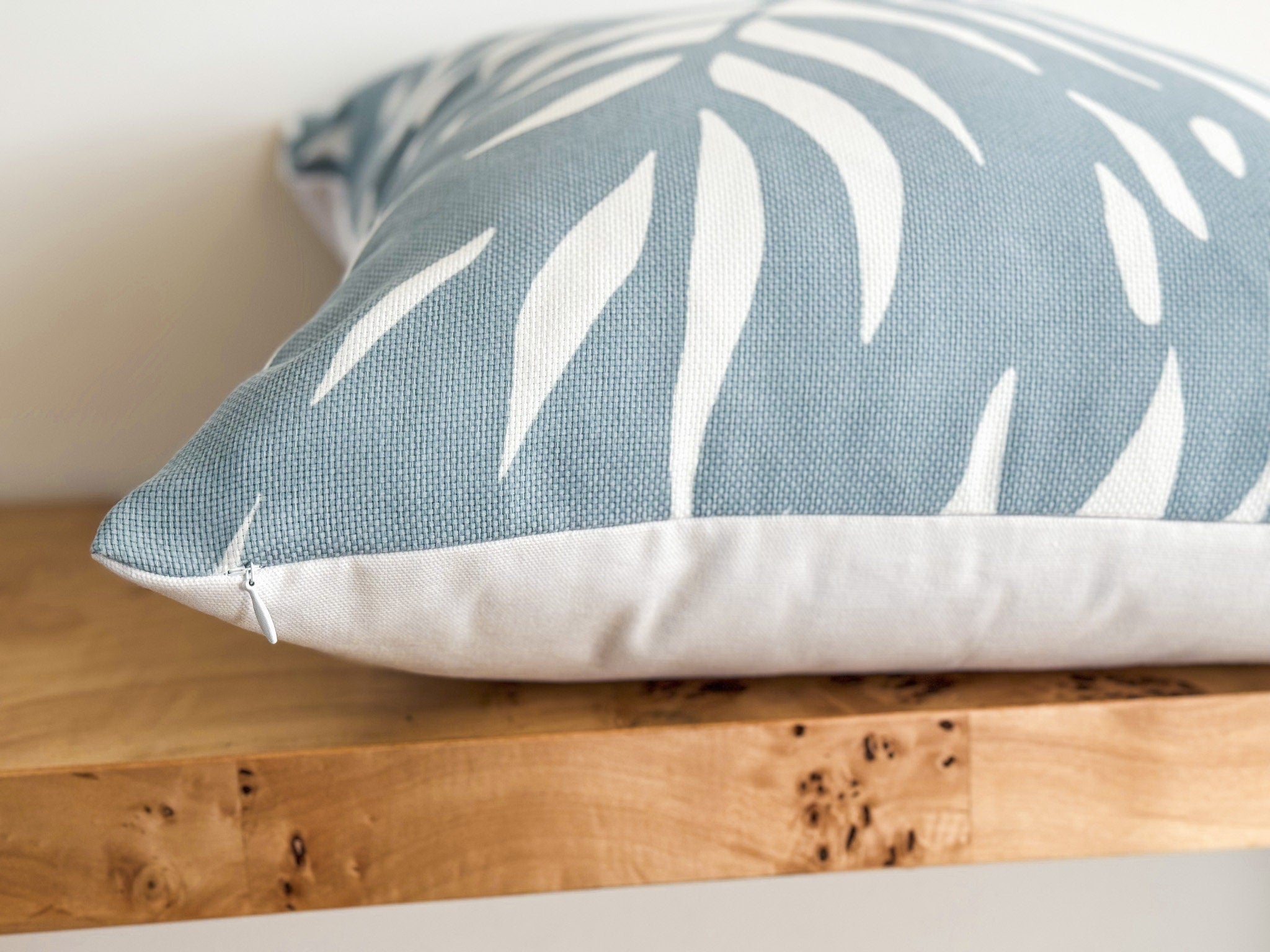 Serena and Lily Indoor Outdoor Blue Palm Pillow Cover - Coastal Grandmillennial Decor