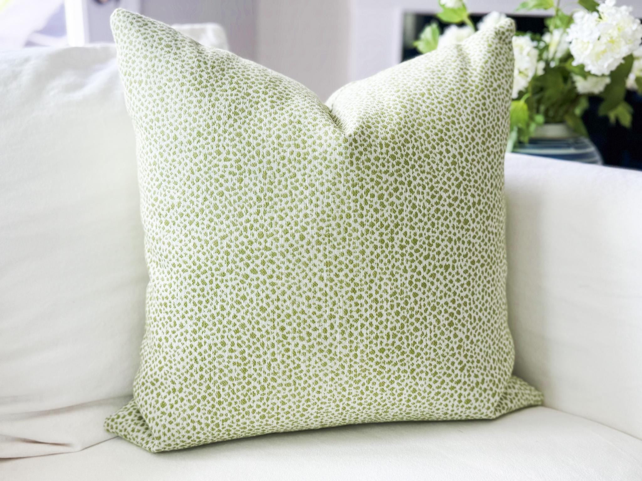 Ballard Tully Pear Indoor Outdoor Animal Print Dot Pillow Cover - Grandmillennial Coastal Decor