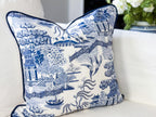 Whitney English Blue Willow Toile Pillow Cover - Grandmillennial Chinoiserie Decor