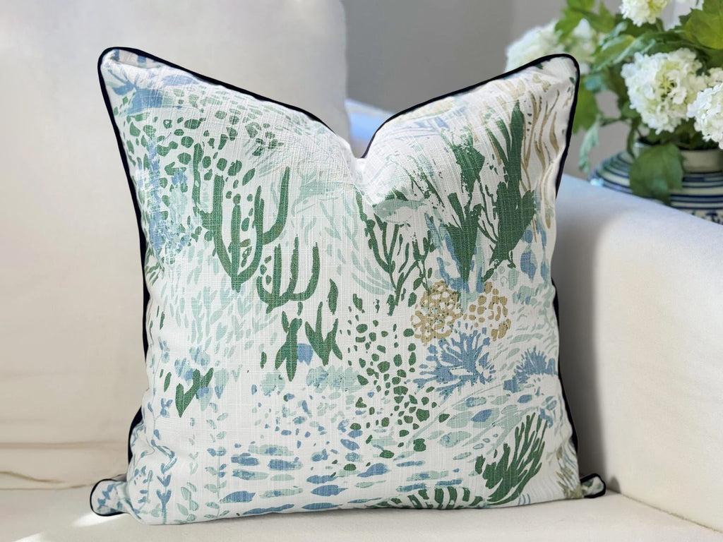 Blue & Green Reef Pillow Cover