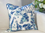 Blue Jungle Animal Print Toile Pillow Cover