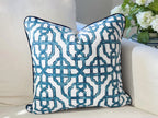 Blue Lattice Trellis Pillow Cover