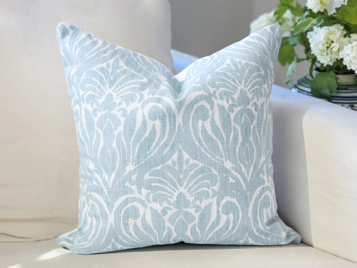 Blue Paisley Floral Pillow Cover 