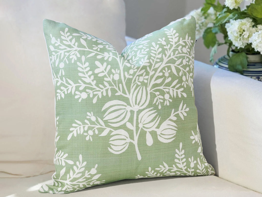 Danika Herrick Charlotte Green Floral Pillow Cover