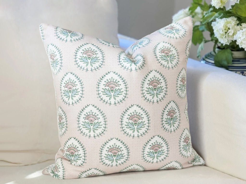 Danika Herrick PINK Daphne Floral Block Print Pillow Cover