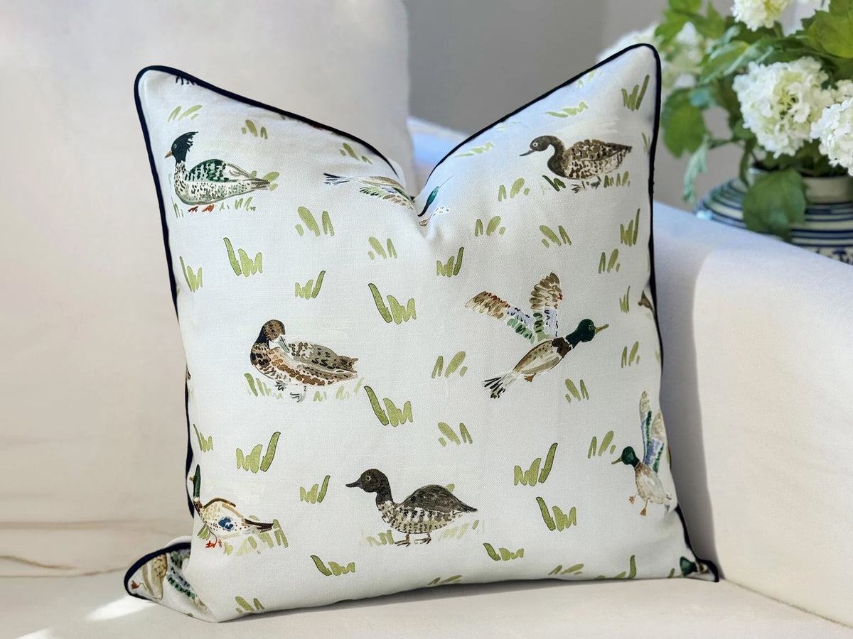 Evelyn Henson Mallards Mint Pillow Cover 