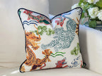Hamilton Himalaya Natural Tigers & Dragons Pillow Cover - Chinoiserie Decor