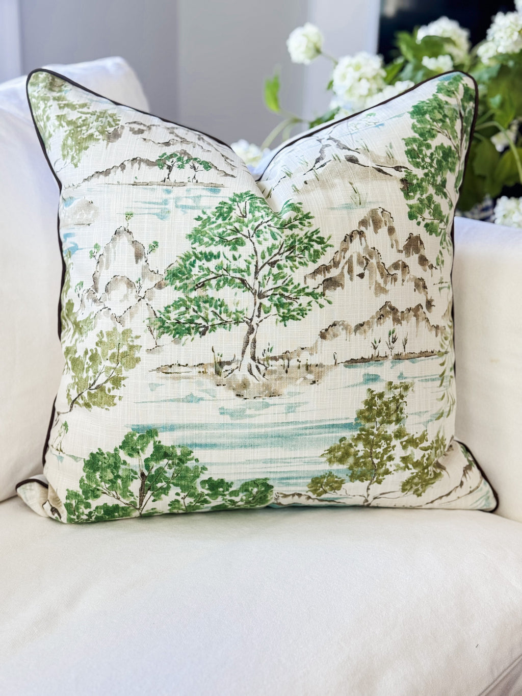Ballard Glenna Beige Toile Pillow Cover  Center