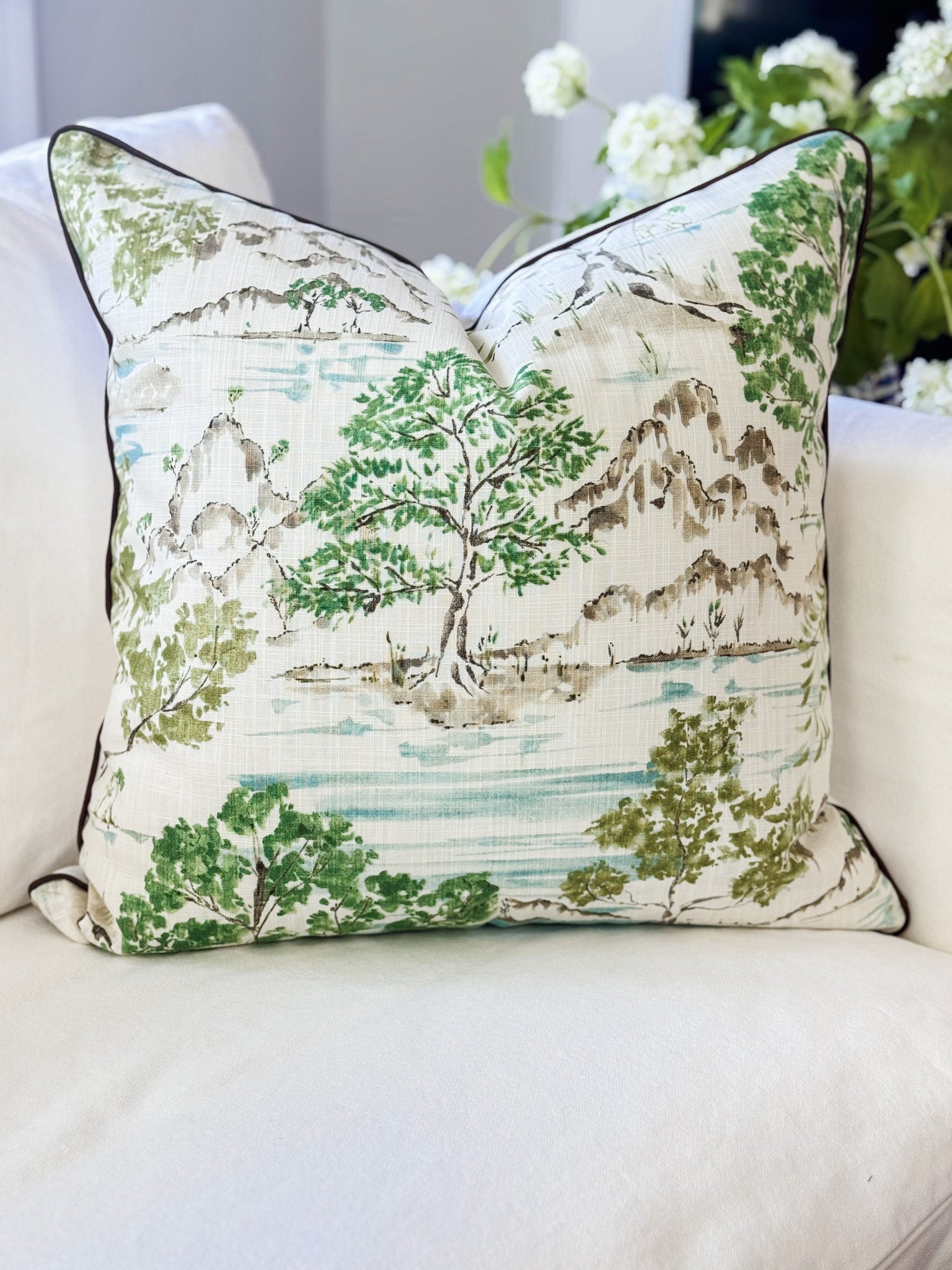 Ballard Glenna Beige Toile Pillow Cover  Center