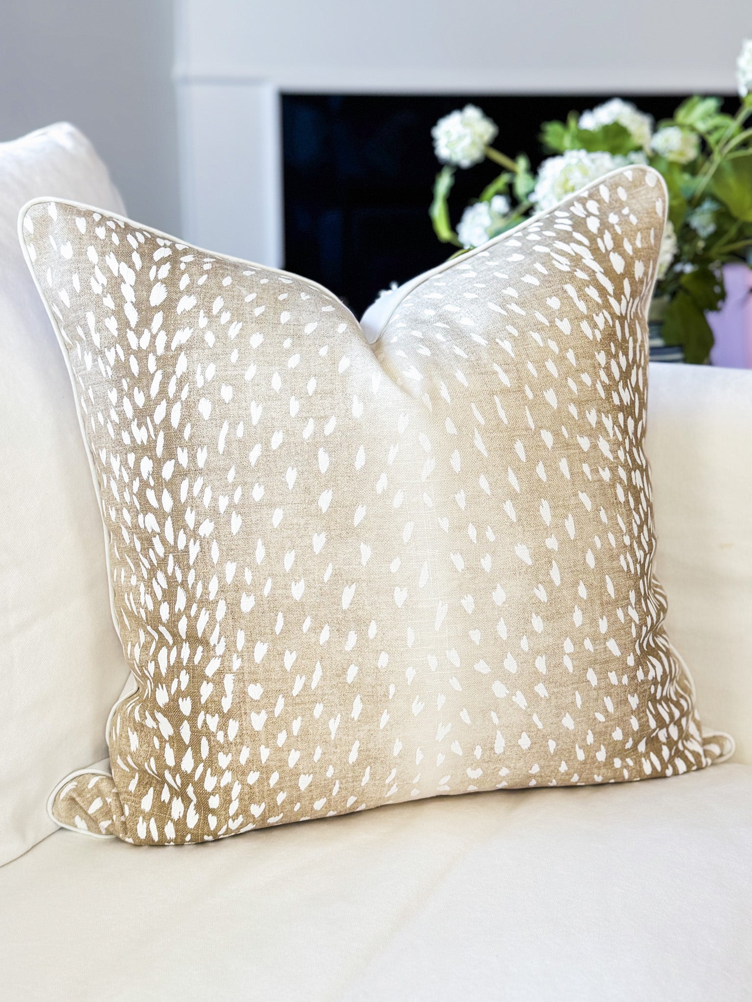 Vern Yip Fawn Beige Antelope Animal Print Pillow Cover