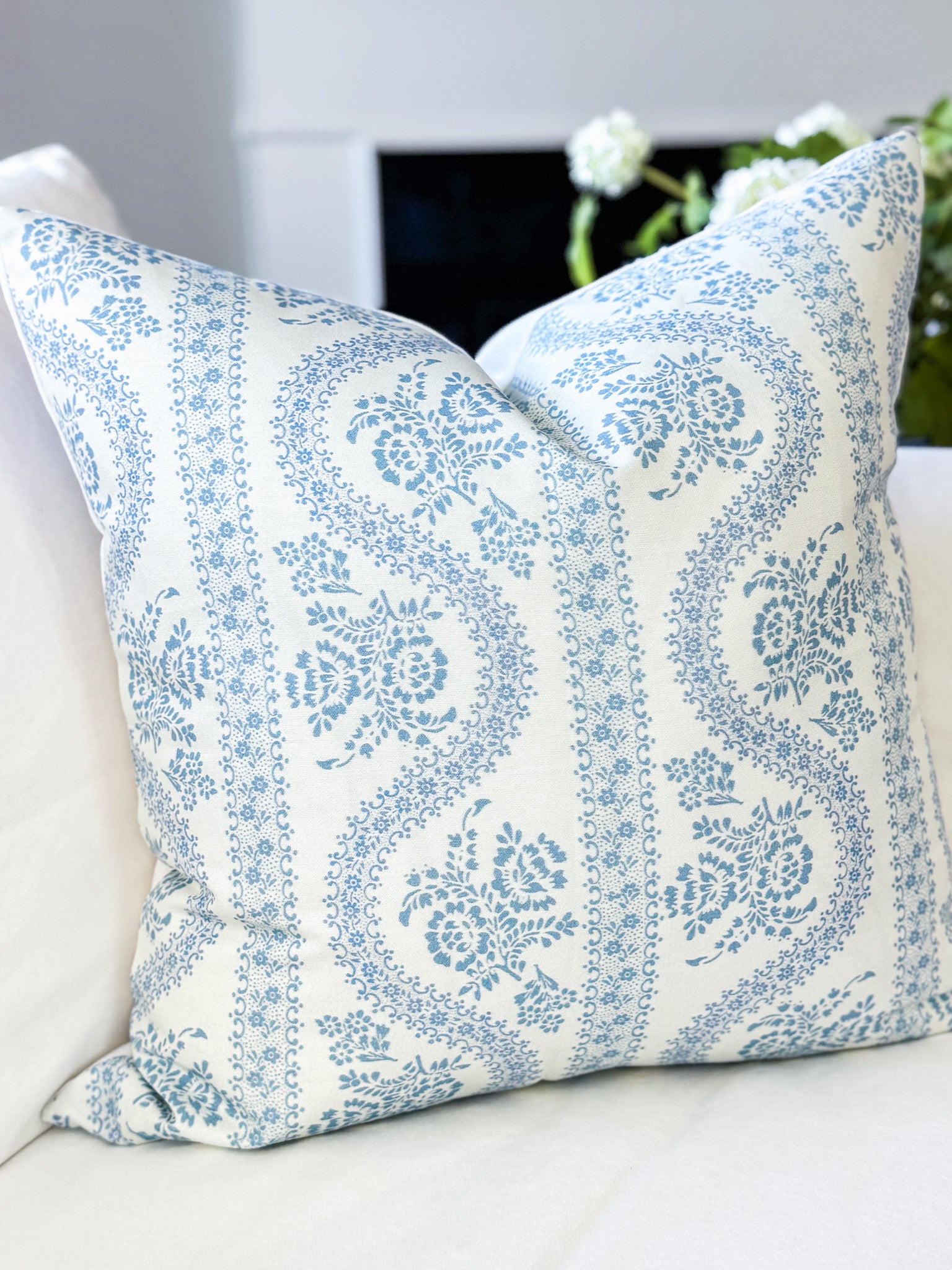 Whitney English Abigail Serpentine Floral Block Print Pillow Cover