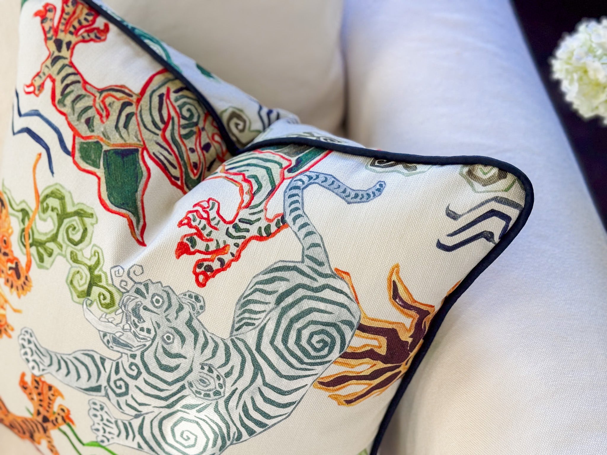 Hamilton Himalaya Natural Tigers & Dragons Pillow Cover