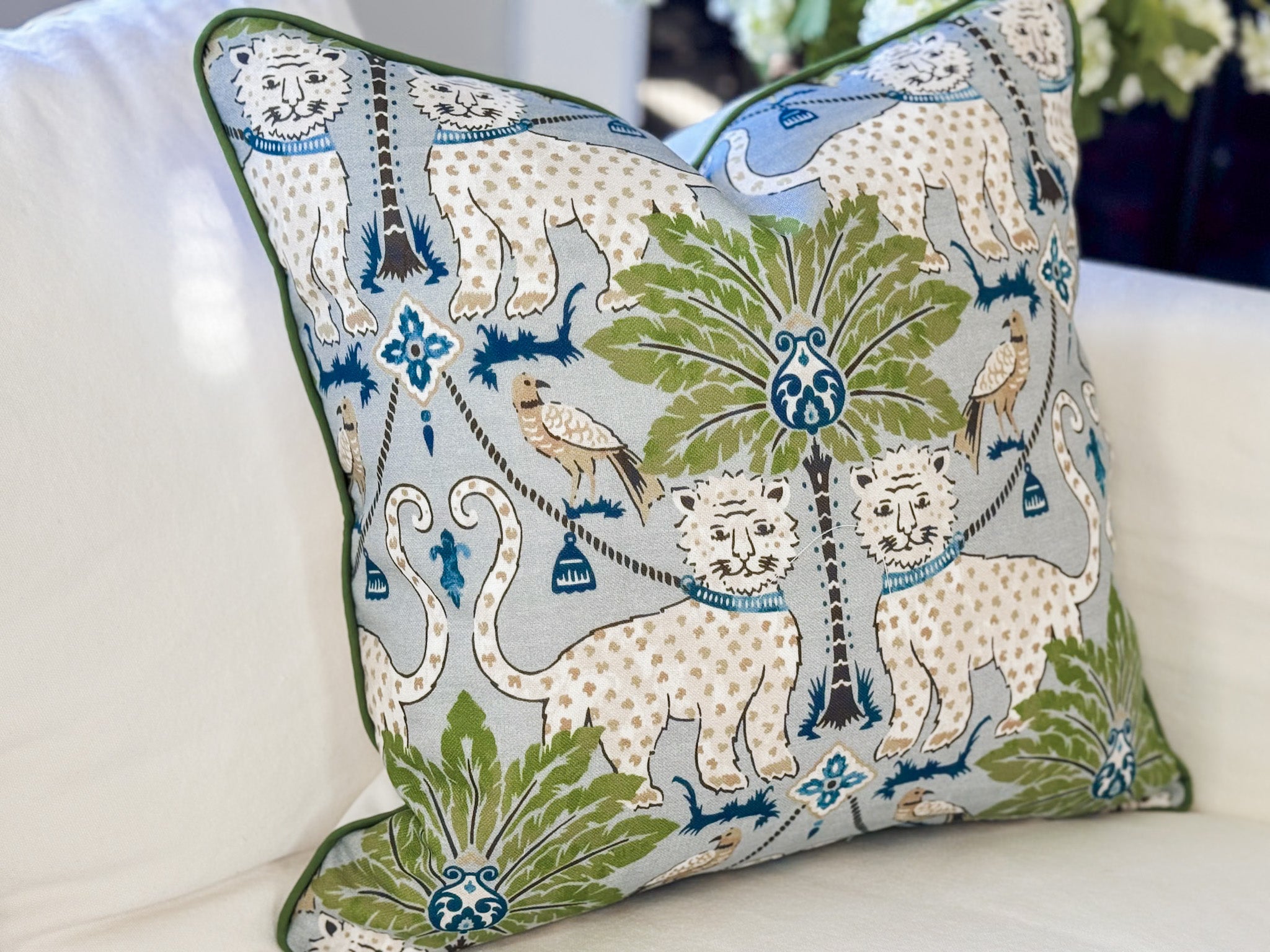 Happy Jaguar Indoor Outdoor Tropical Pillow Cover Side