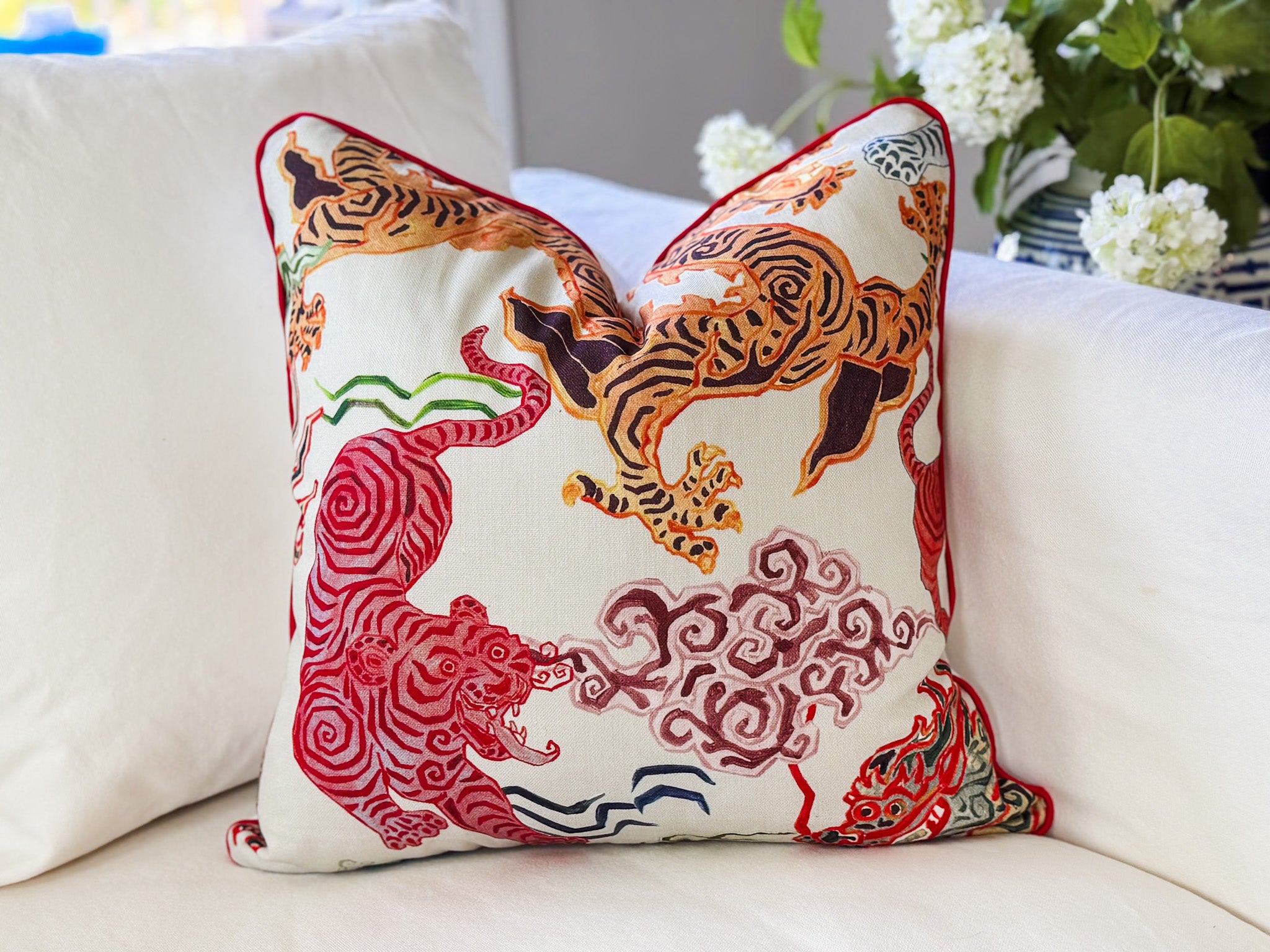 Hamilton Himalaya Natural Tigers & Dragons Pillow Cover