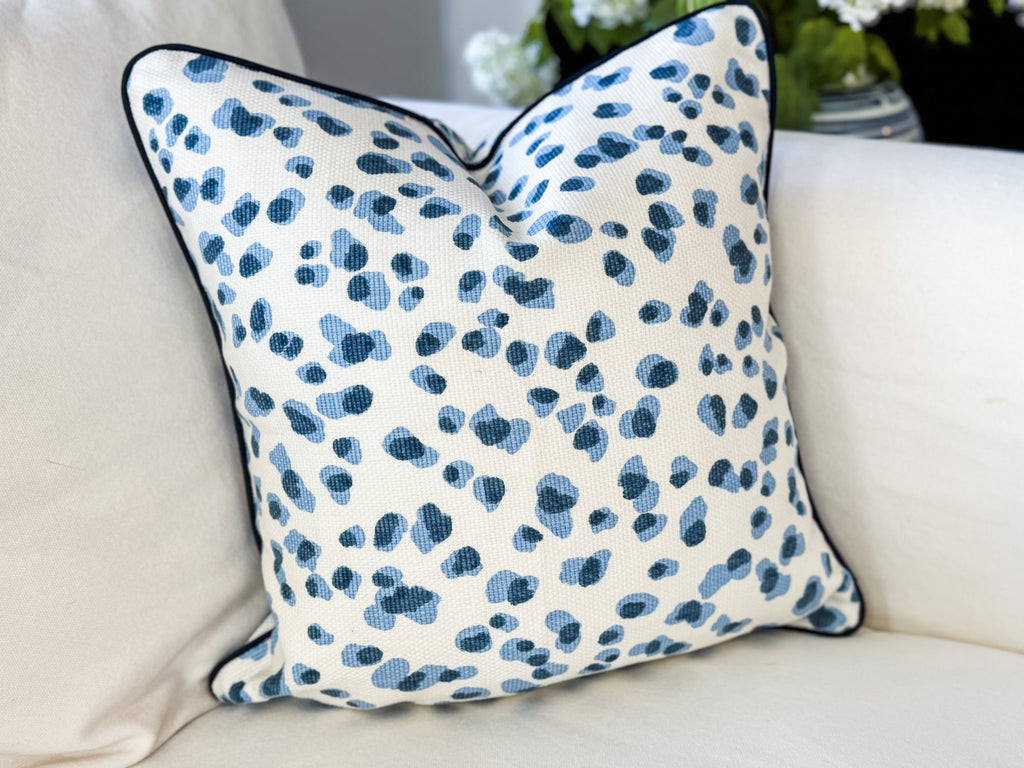 Ballard Mira Blue Leopard Print Pillow Cover - Grandmillennial Decor