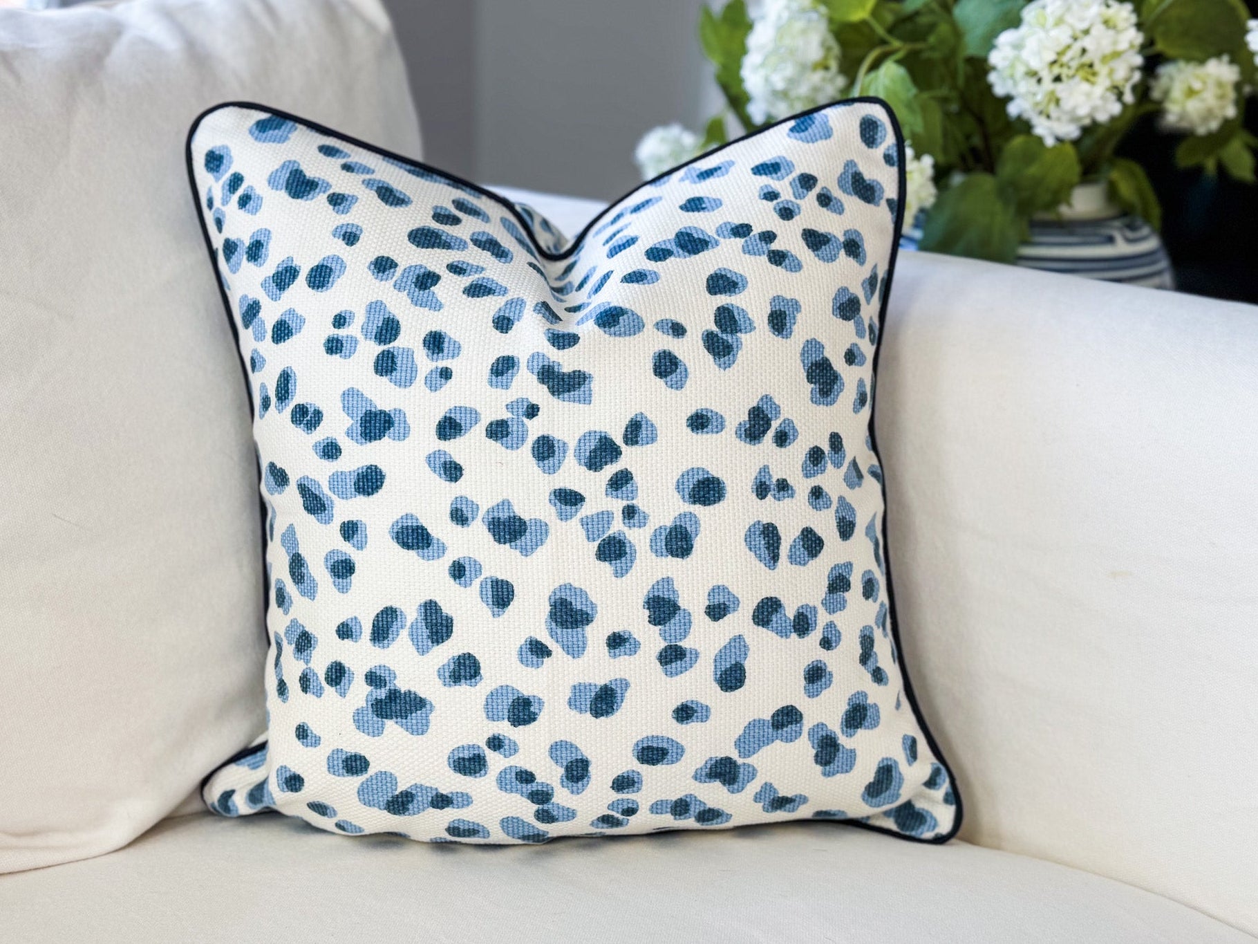 Ballard Mira Blue Leopard Print Pillow Cover - Grandmillennial Decor