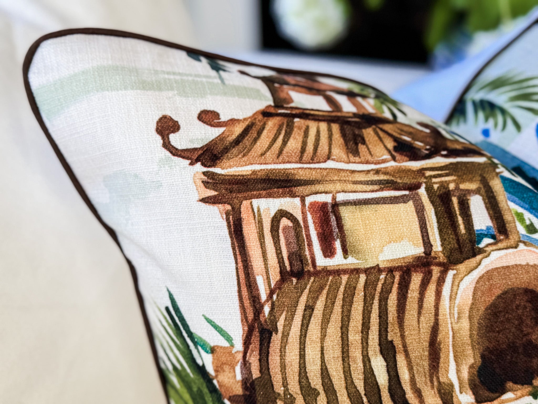 Emperor Palm Pagoda Pillow Cover - Chinoiserie Grandmillennial Decor