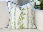 Danika Herrick Blue Green Floral Vines Pillow Cover - Grandmillenial Decor
