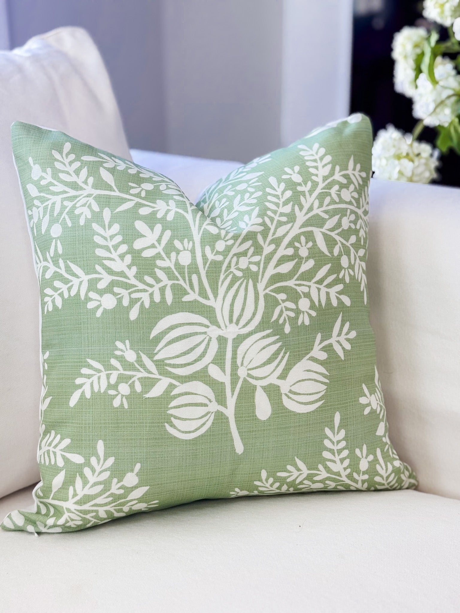 Danika Herrick Charlotte Green Floral Pillow Cover - Grandmillennial Decor