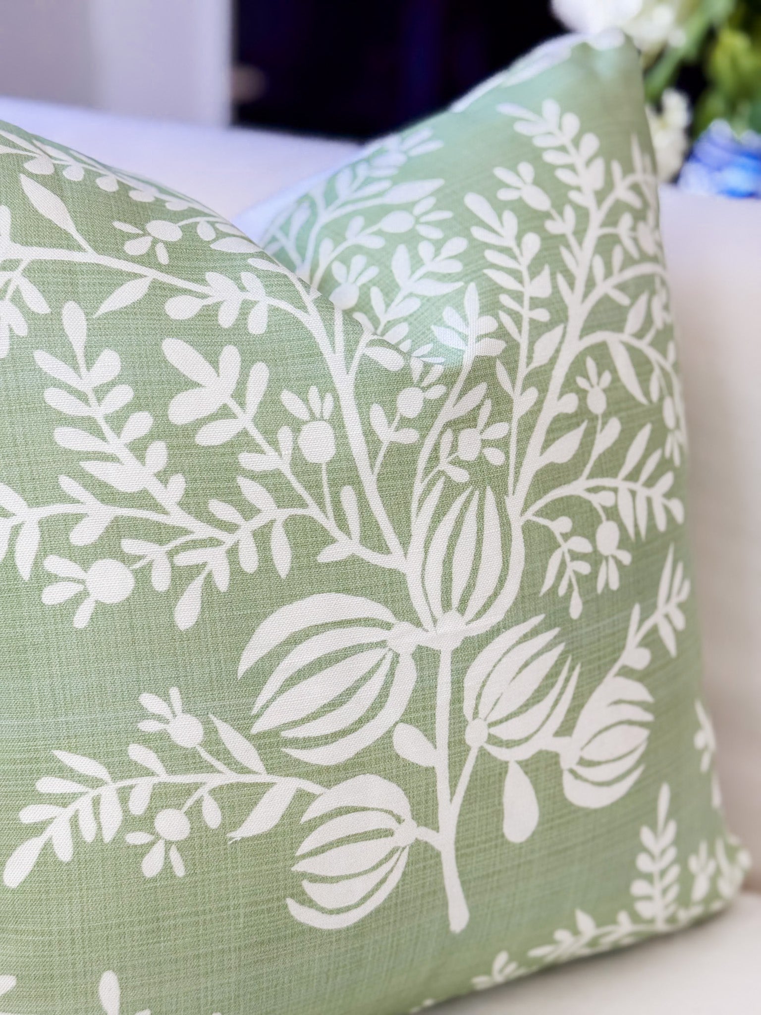 Danika Herrick Charlotte Green Floral Pillow Cover - Grandmillennial Decor