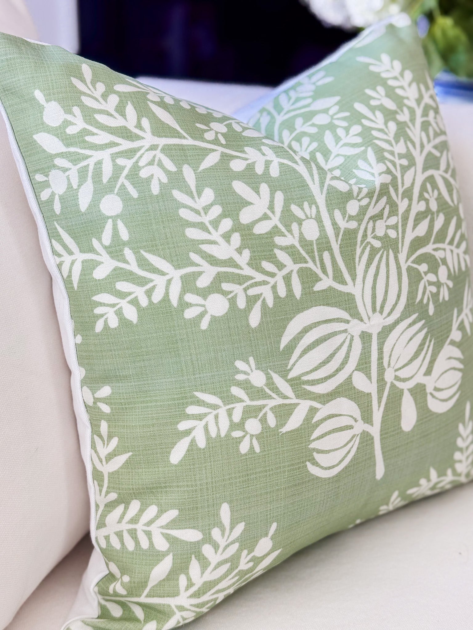 Danika Herrick Charlotte Green Floral Pillow Cover - Grandmillennial Decor