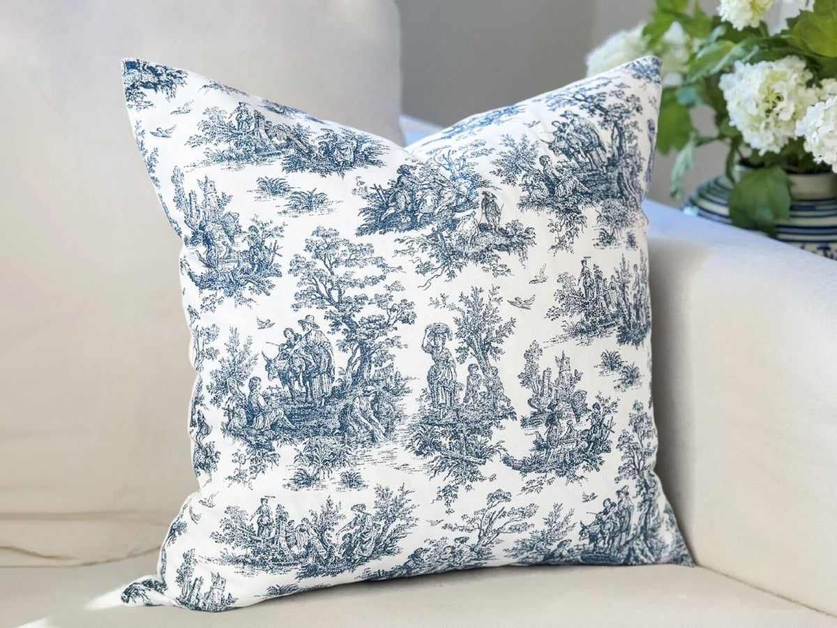 Navy Toile De Jouy Pillow Cover