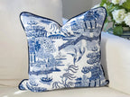 Whitney English Blue Willow Toile Pillow Cover