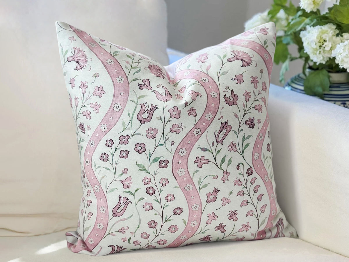Whitney English Ellen Squiggle Pink Floral Pillow Cover