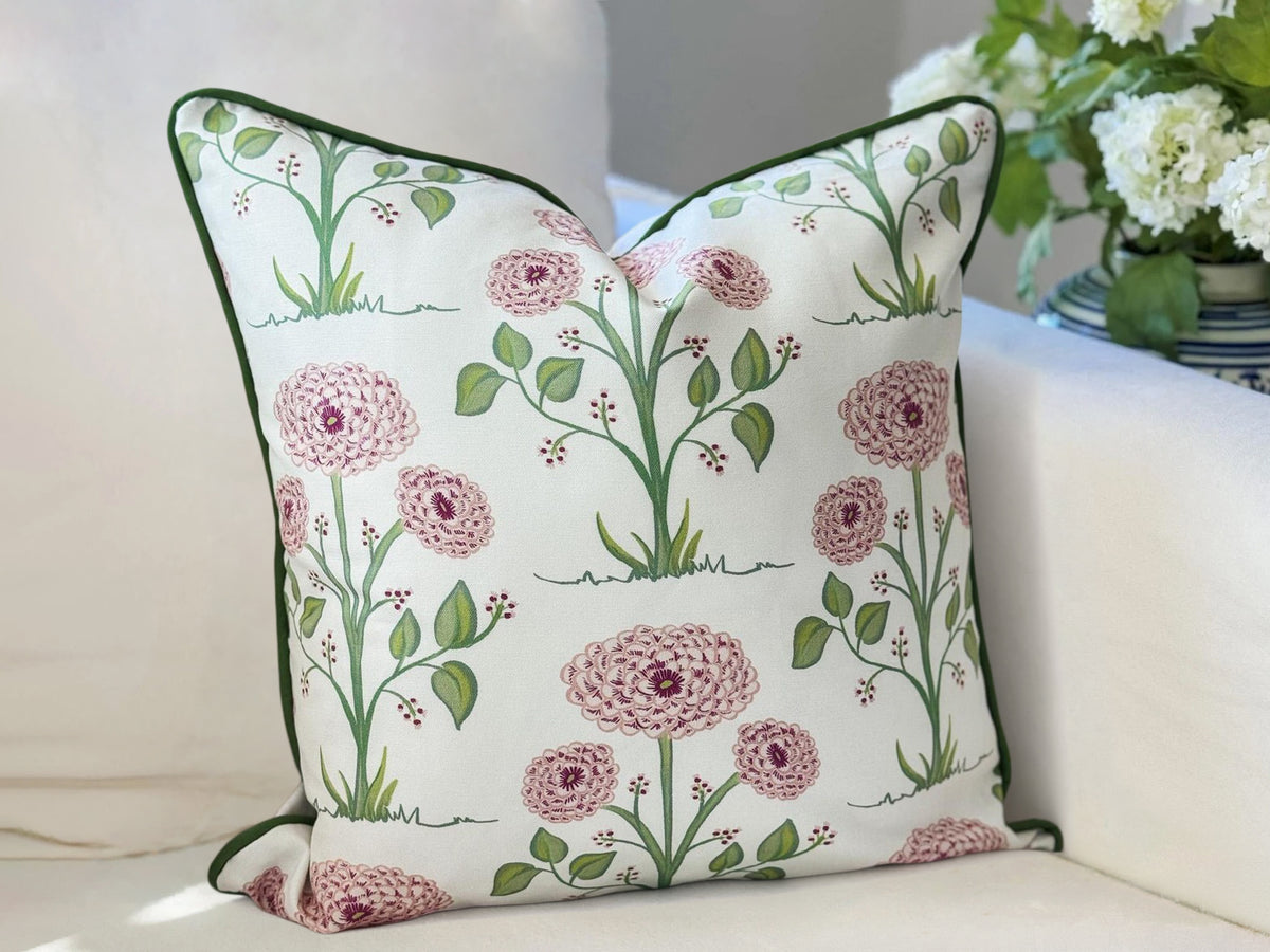 Whitney English Pink Mum Floral Pillow Cover