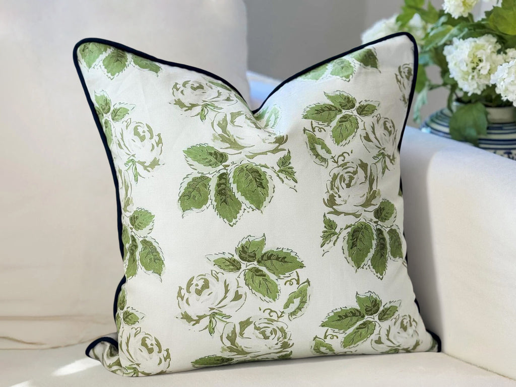 Whitney English Soft White Woodland Rose Floral Pillow Cover