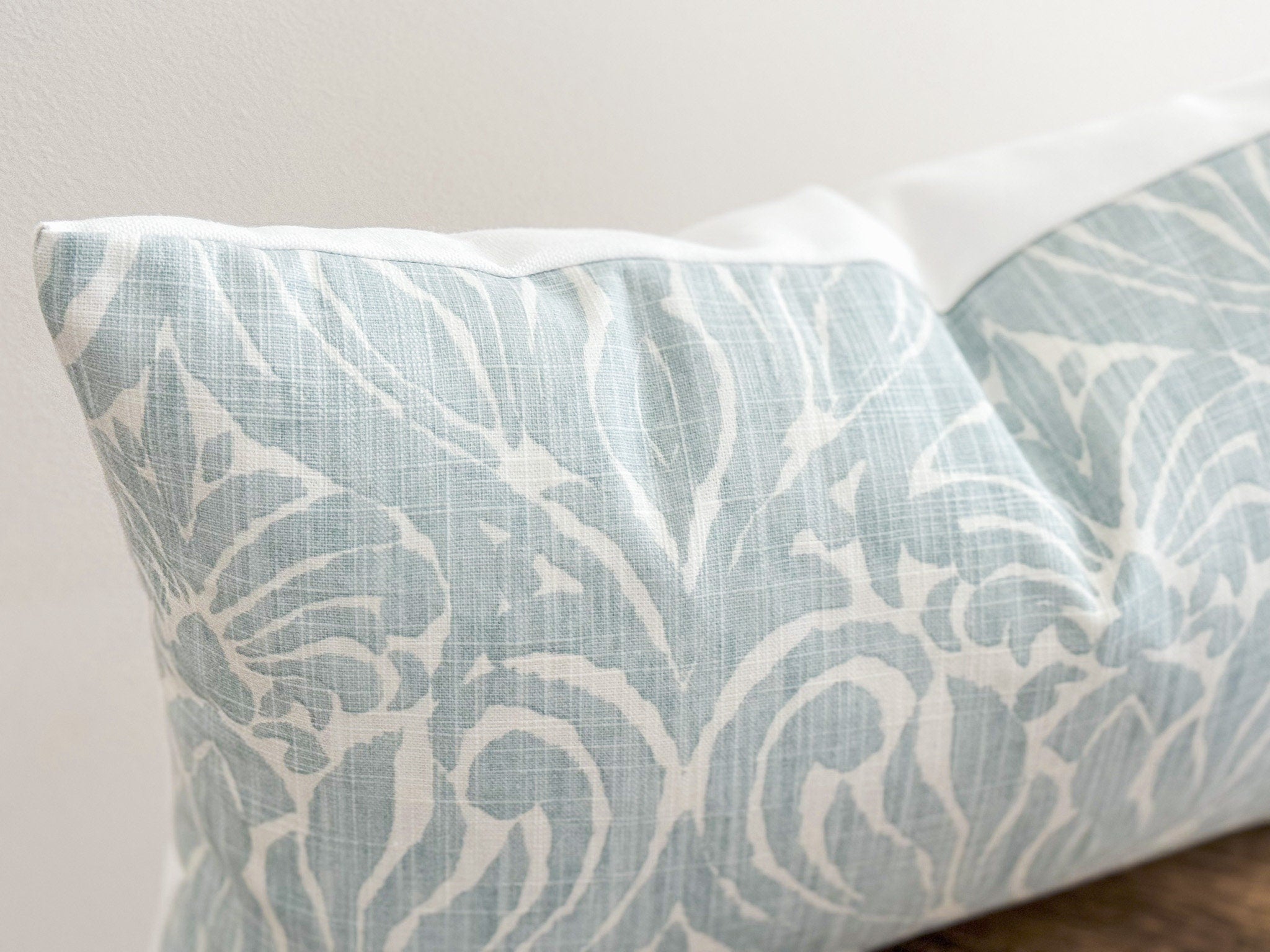 Blue Paisley Floral Pillow Cover - Modern Farmhouse Decor