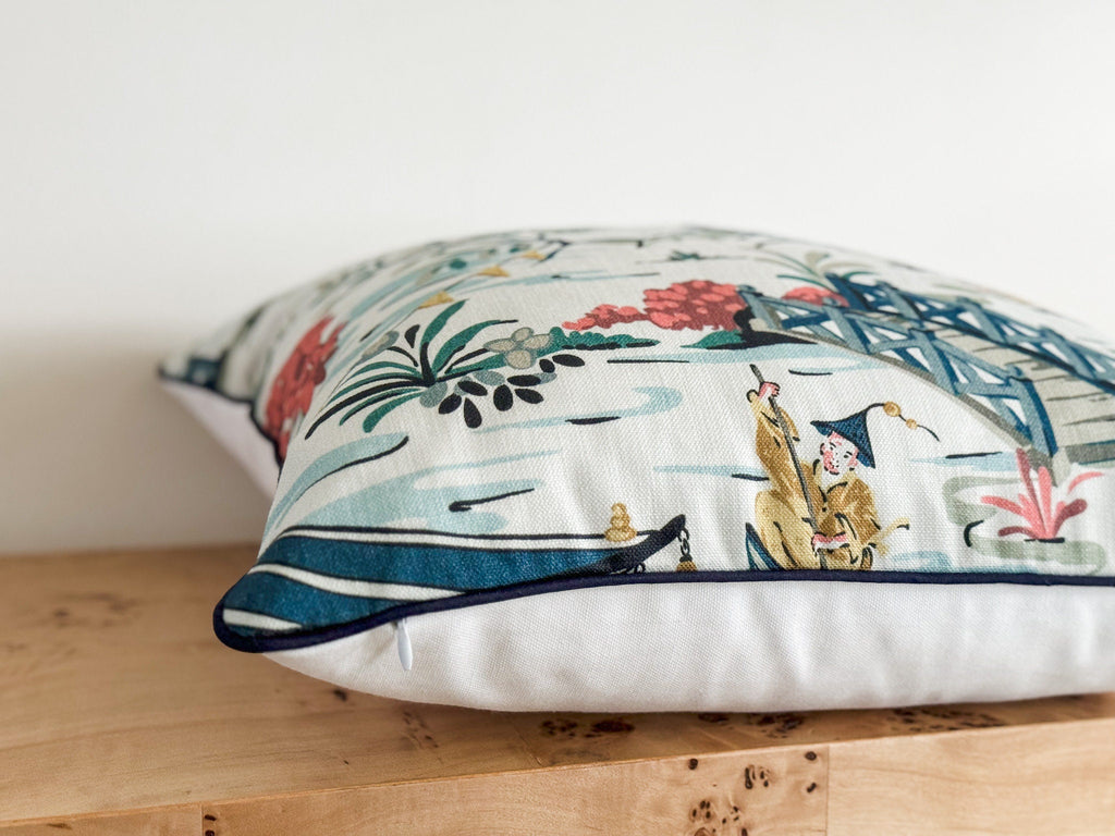 Teahouse Slate Pillow Cover - Chinoiserie Decor