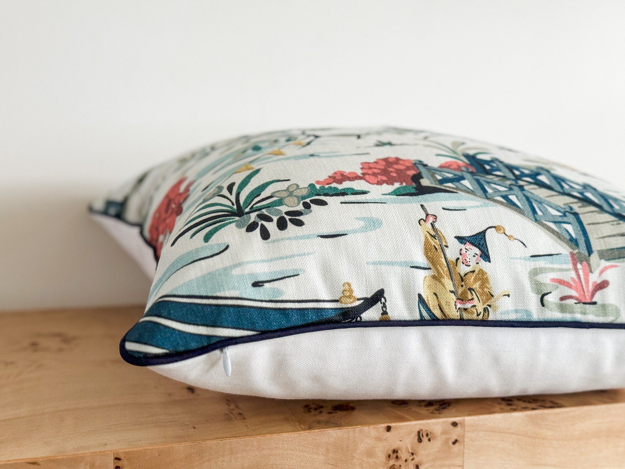 Teahouse Slate Pillow Cover - Chinoiserie Decor