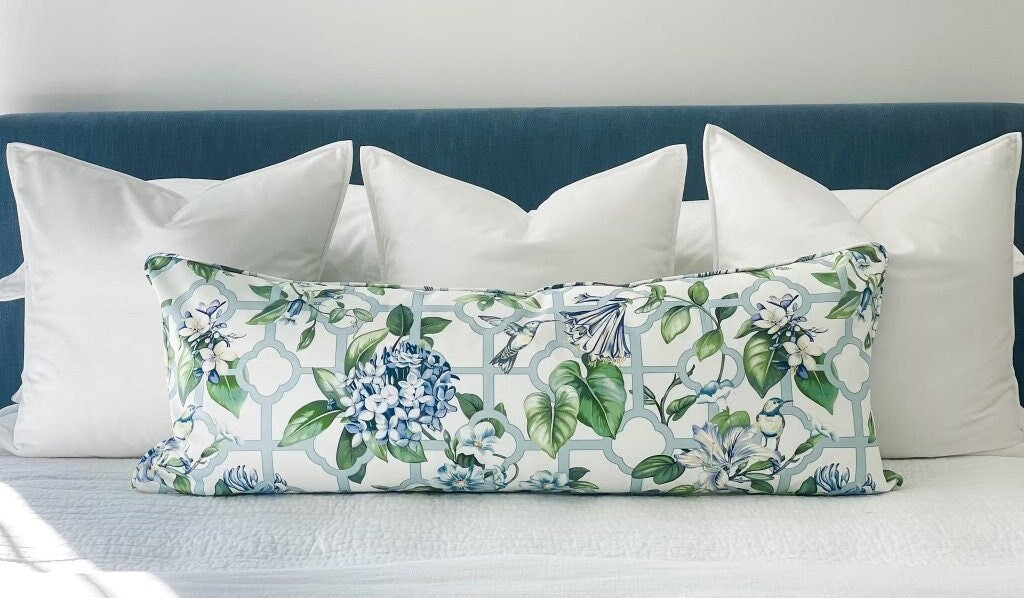 Treillage Serene Sky Floral Pillow Cover - Grandmillenial Decor