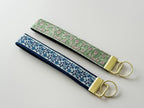 Embroidered Floral Trim Keychain - Gold Wristlet Key Fob