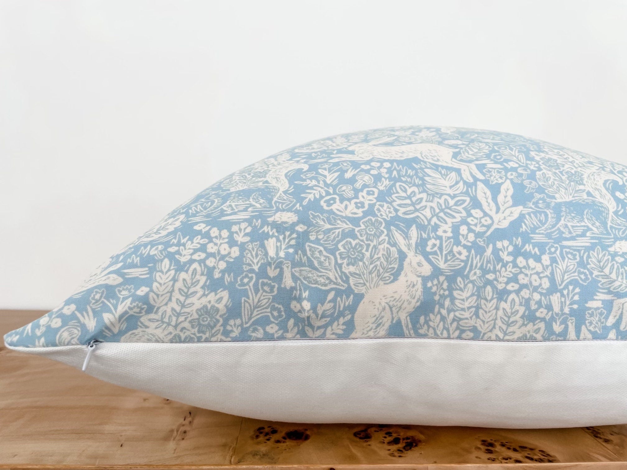 Rifle Paper Co Blue Wildwood Fable Floral Bunny Pillow Cover - Farmhouse Decor