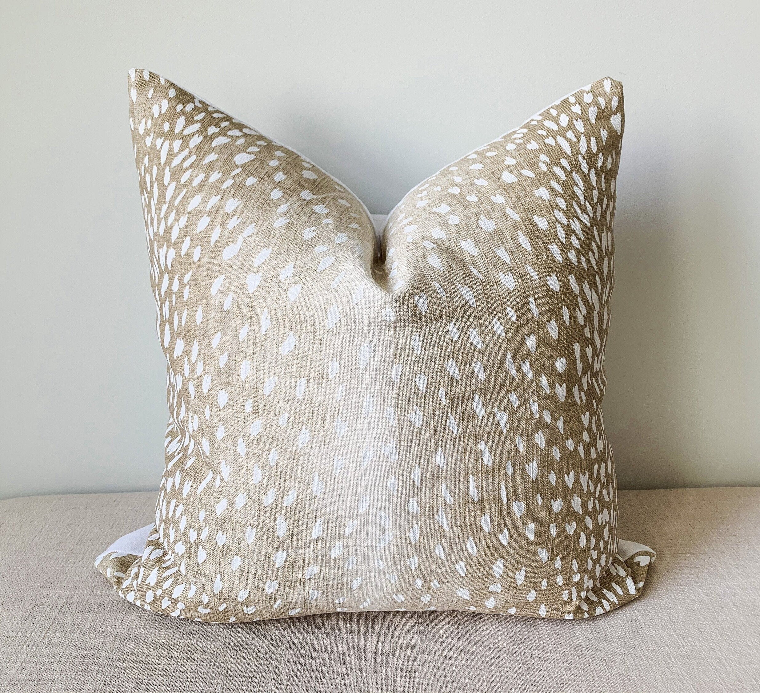 Vern Yip Fawn Beige Antelope Animal Print Pillow Cover - Chinoiserie Decor