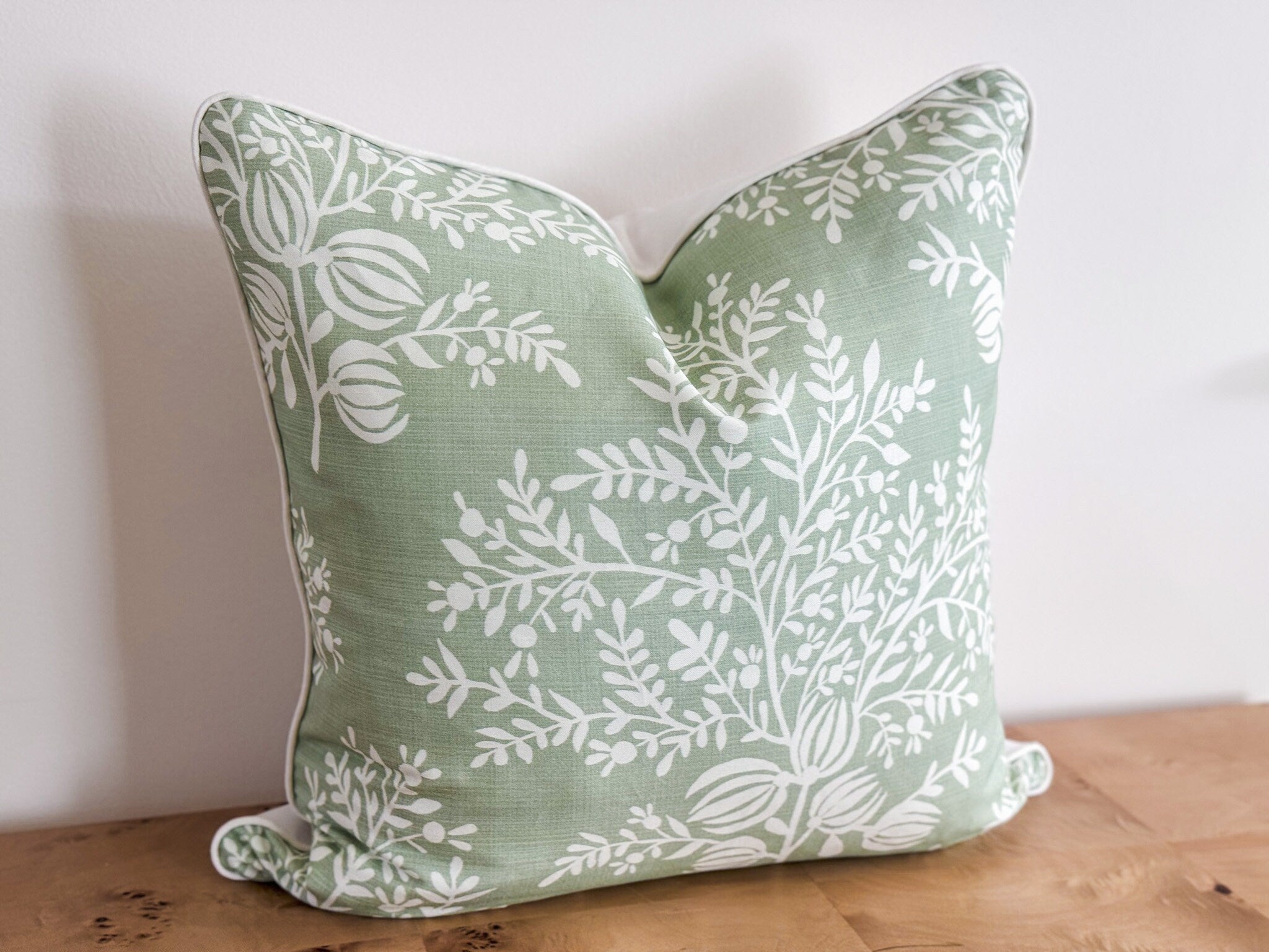 Danika Herrick Charlotte Green Floral Pillow Cover - Grandmillennial Decor