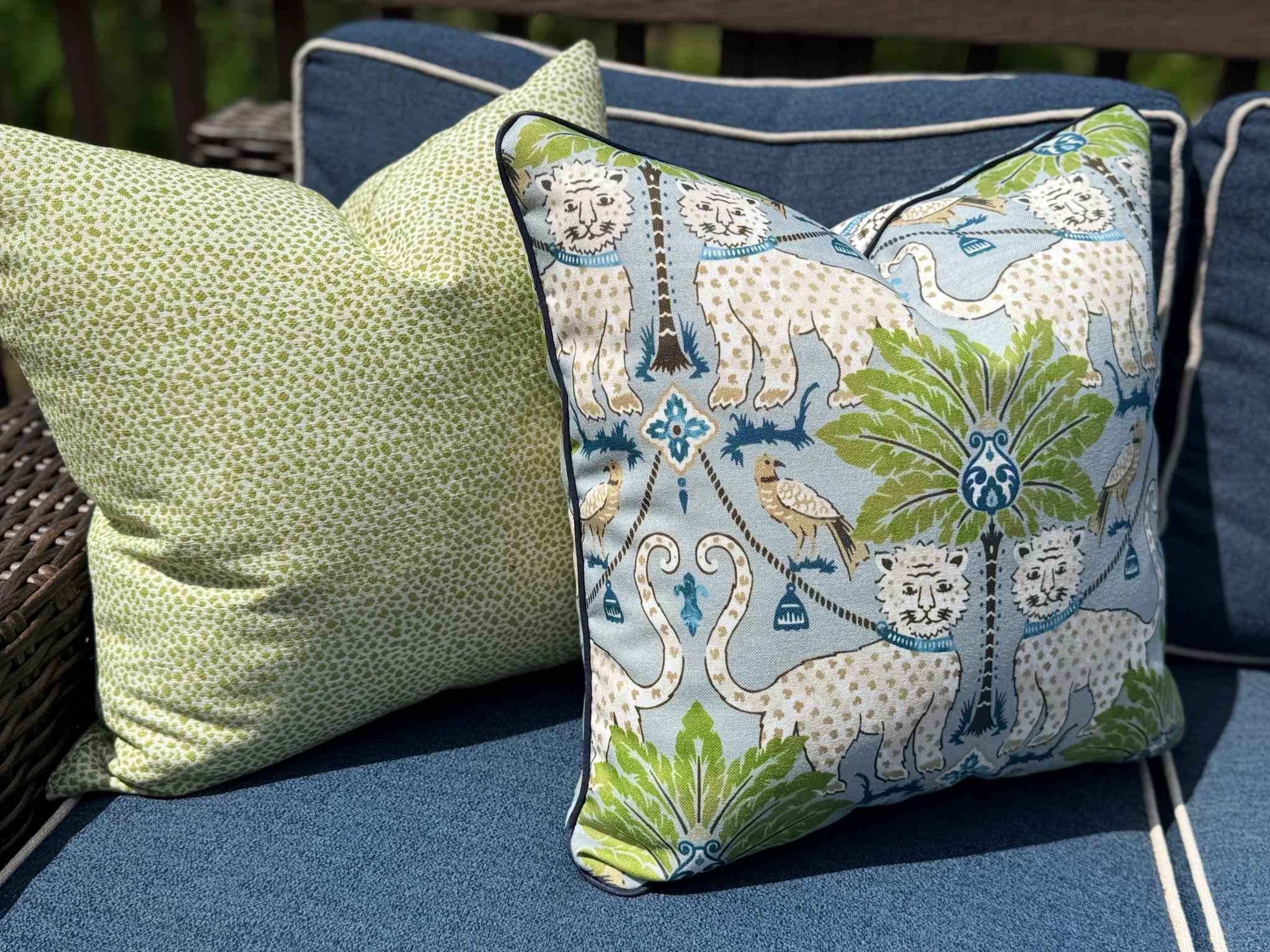 Ballard Tully Pear Indoor Outdoor Animal Print Dot Pillow Cover - Grandmillennial Coastal Decor