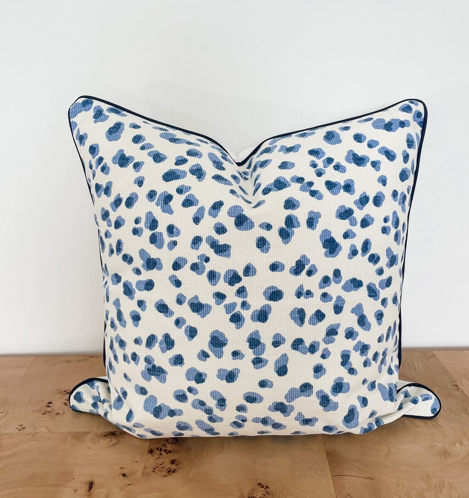 Ballard Mira Blue Leopard Print Pillow Cover - Grandmillennial Decor