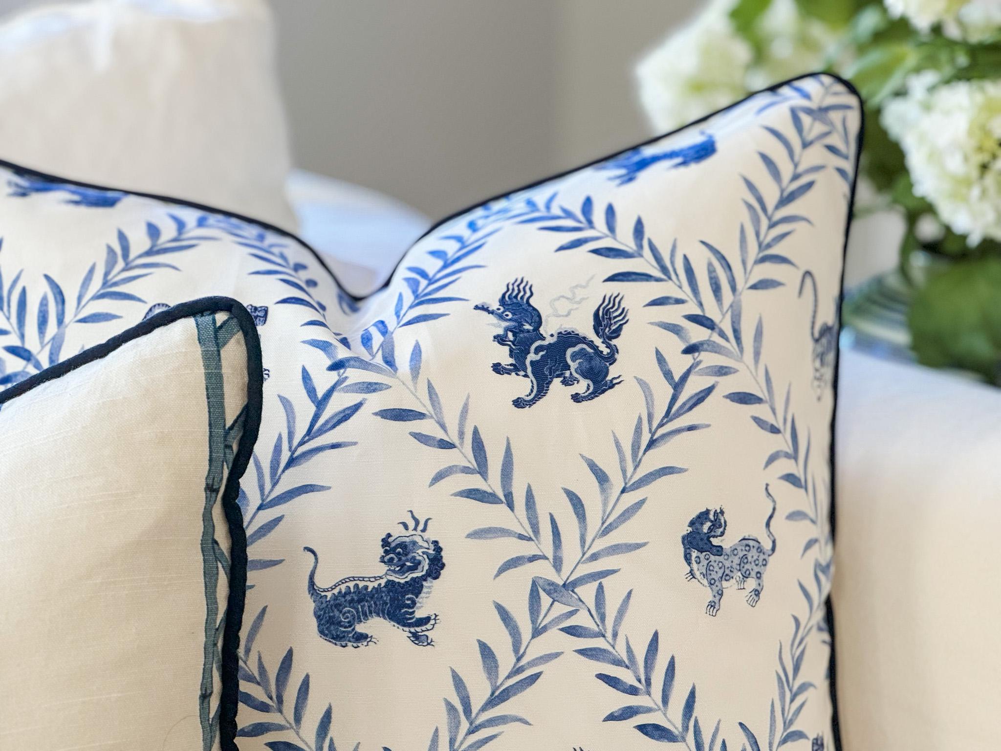 Danika Herrick Little Blue Beasties Pillow Cover - Chinoiserie Grandmillennial Decor