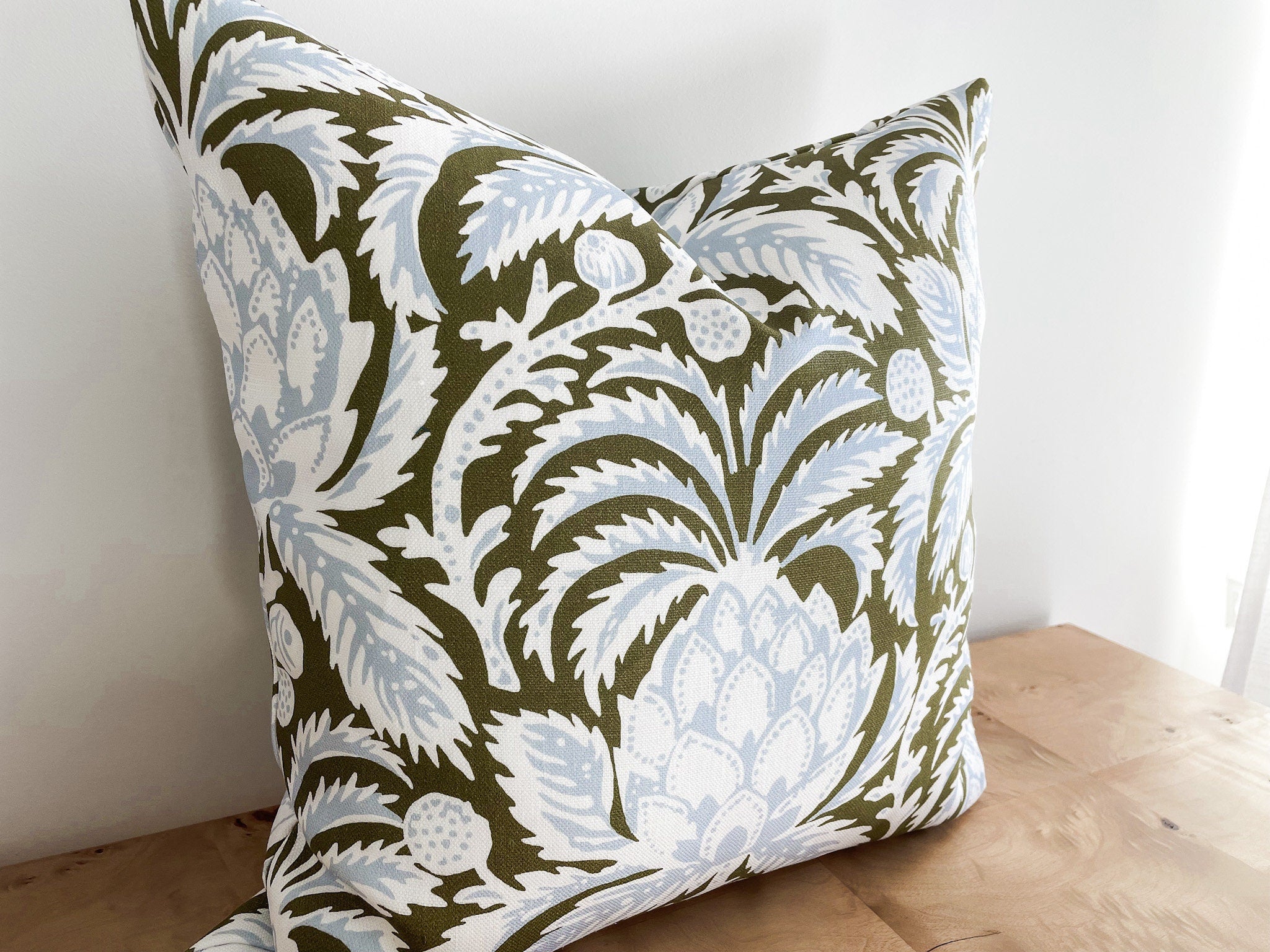 Serena & Lily Grove Artichoke Floral Pillow Cover - Coastal Grandmillenial Decor